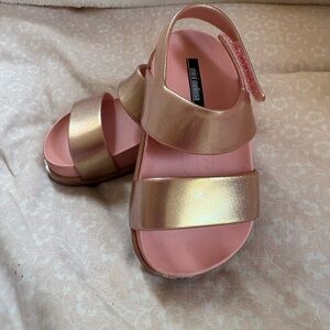 Mini Melissa Gold and Pink Kids Sandals. size 7.